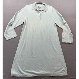 PajamaGram Sweater Dress Womens M Blue Knit Polo Collared Silk Cashmere Blend